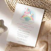 Rainbow Watercolor Unicorn Pink Girl Baby Shower Invitation