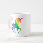 Rainbow Watercolor Unicorn Pretty Personalized Coffee Mug (Front Left)
