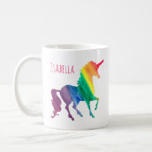 Rainbow Watercolor Unicorn Pretty Personalized Coffee Mug (Left)