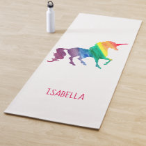 Rainbow Watercolor Unicorn Silhouette Personalized Yoga Mat