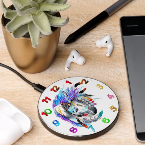 Rainbow watercolor war horse  wireless charger 