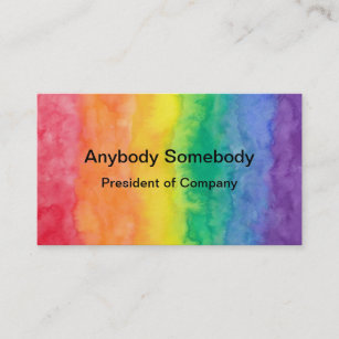 Rainbow Watercolor Wash Business Card