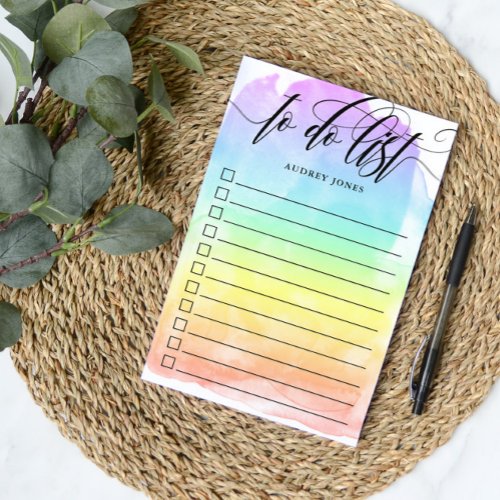 Rainbow Watercolor Wash Checkbox To Do List Post_it Notes
