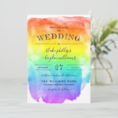 Rainbow Watercolor Wash Gay Wedding Invitation (Standing Front)