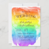 Rainbow Watercolor Wash Gay Wedding Invitation (Front)