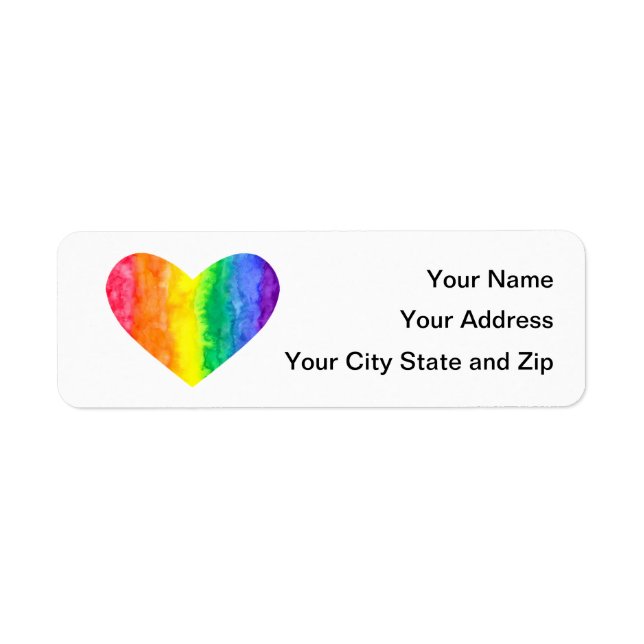 Rainbow Watercolor Wash Heart Label (Front)