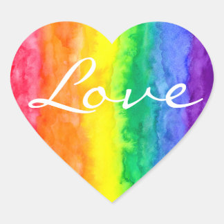 Rainbow Watercolor Wash Heart Sticker