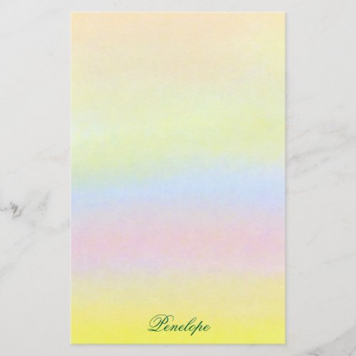 Rainbow Watercolor Wash with Name Stationery