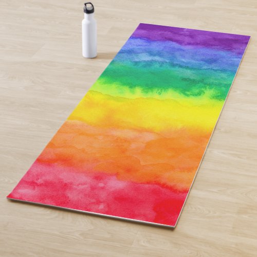 Rainbow Watercolor Wash Yoga Mat