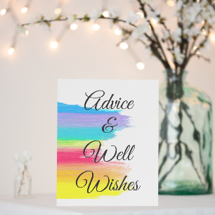 Rainbow Watercolor Wedding Advice and Well Wishes Foam Board