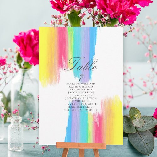 Rainbow Watercolor Wedding Elegant Table Card