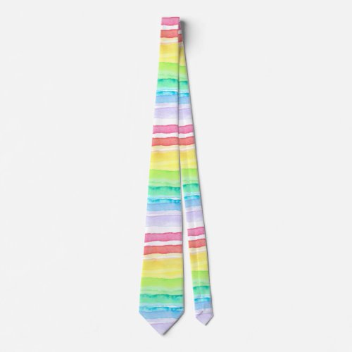 Rainbow Watercolor Wedding Neck Tie