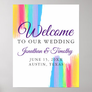Rainbow Watercolor Welcome to our Wedding Poster