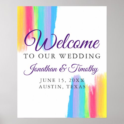 Rainbow Watercolor Welcome to our Wedding Poster