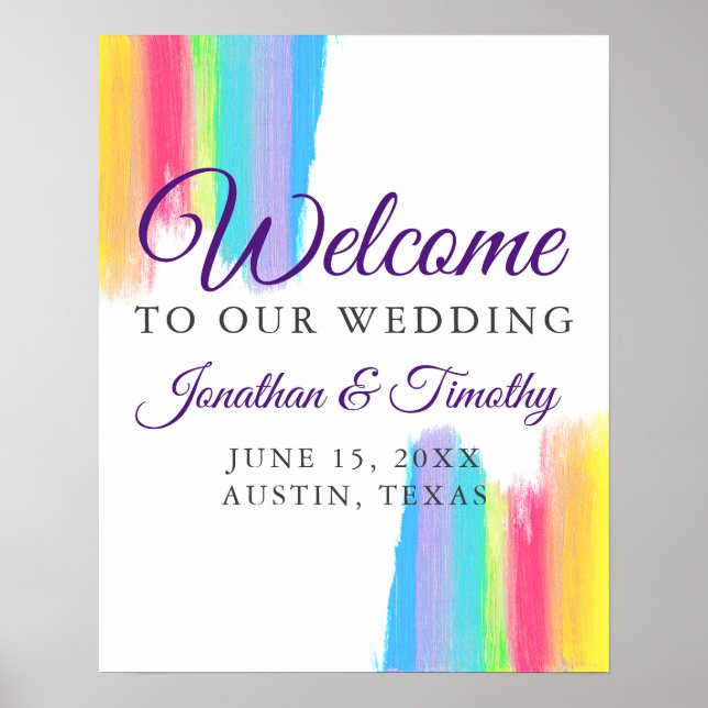 Rainbow Watercolor Welcome to our Wedding Poster (Front)