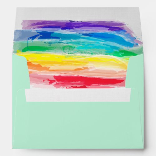 Rainbow Watercolors Collection Wedding Invitation Envelope