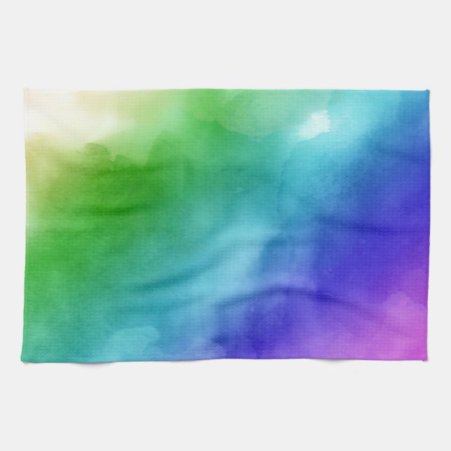 Rainbow Watercolors Kitchen Towel (Horizontal)
