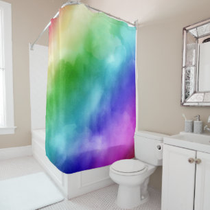 Rainbow Watercolors Shower Curtain