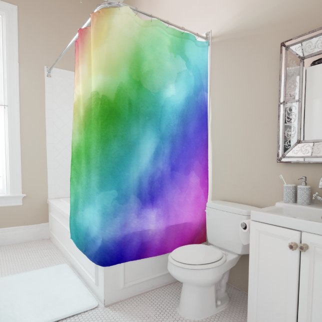 Rainbow Watercolors Shower Curtain (In Situ)