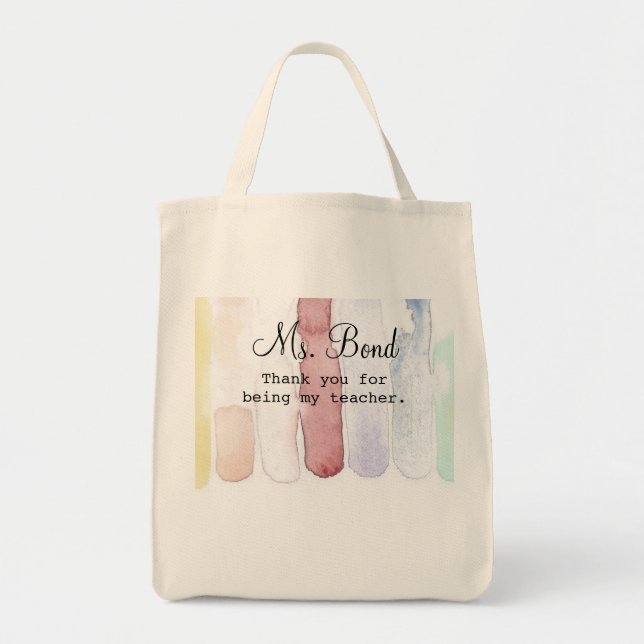 Rainbow Watercolors Teacher's Appreciation Gift To Tote Bag (Front)