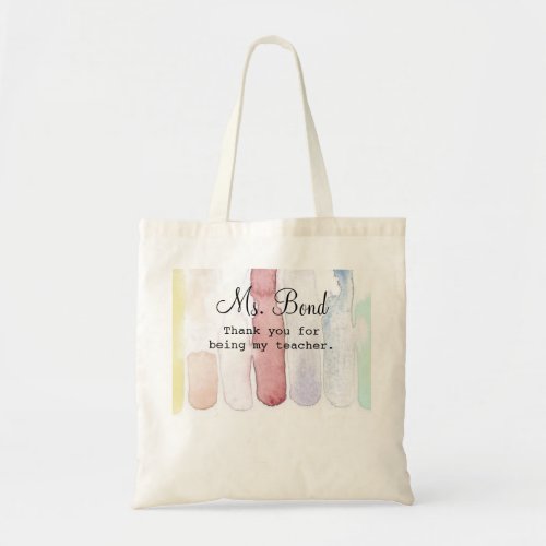 Rainbow Watercolors Teachers Appreciation Gift Tote Bag