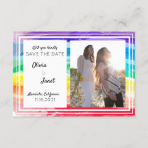 Rainbow Watercolors Wedding Save The Date PHOTO