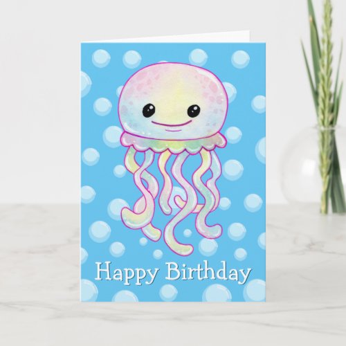 Rainbow Watercolour Jellyfish Card