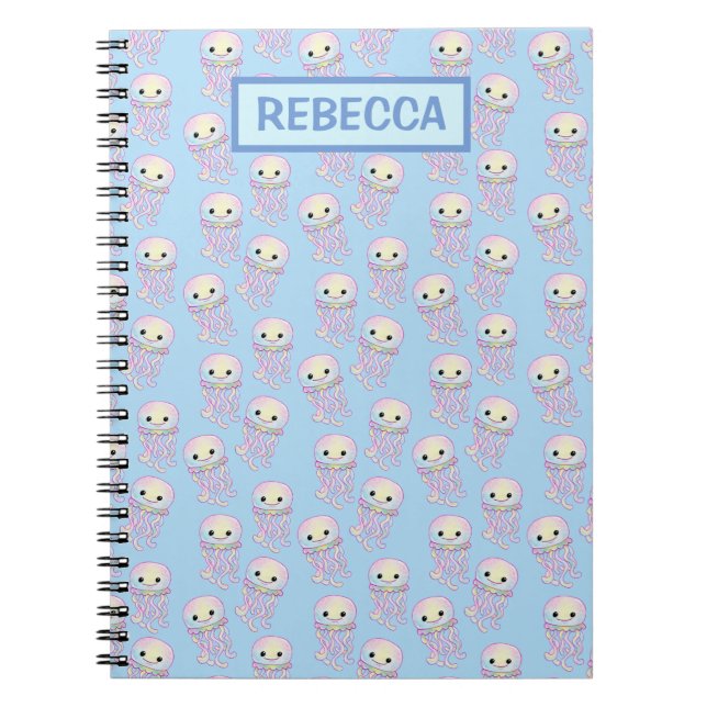 Rainbow Watercolour Jellyfish Personalized Notebook (Front)