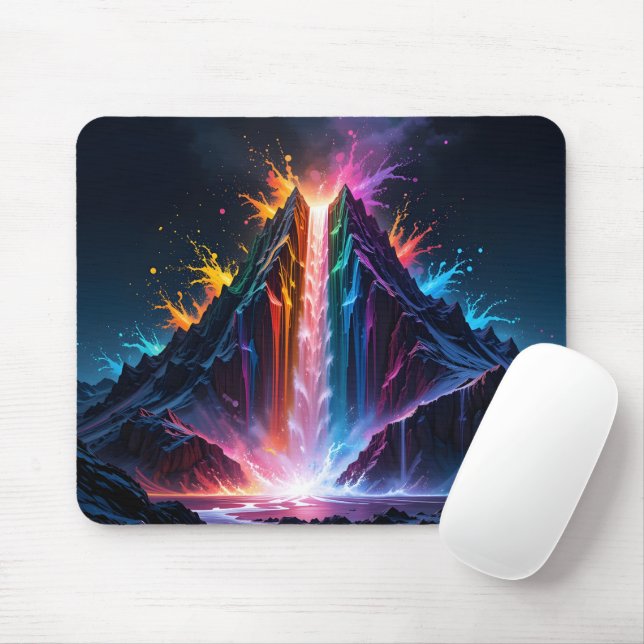 Rainbow Waterfall Peak Mouse Pad (With Mouse)