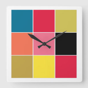 Rainbow Waterfall Squares Wall Clock