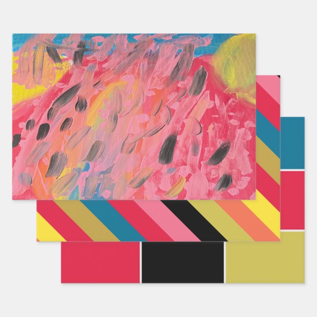 Rainbow Waterfall Squares  Wrapping Paper Sheets (Set)