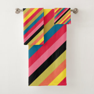 Rainbow Waterfall Stripes Bath Towel Set