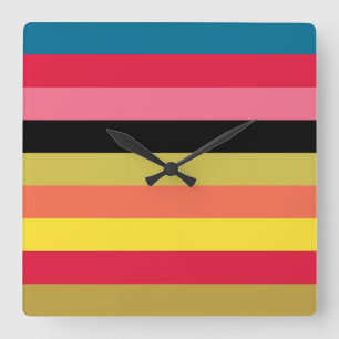 Rainbow Waterfall Stripes Square Wall Clock