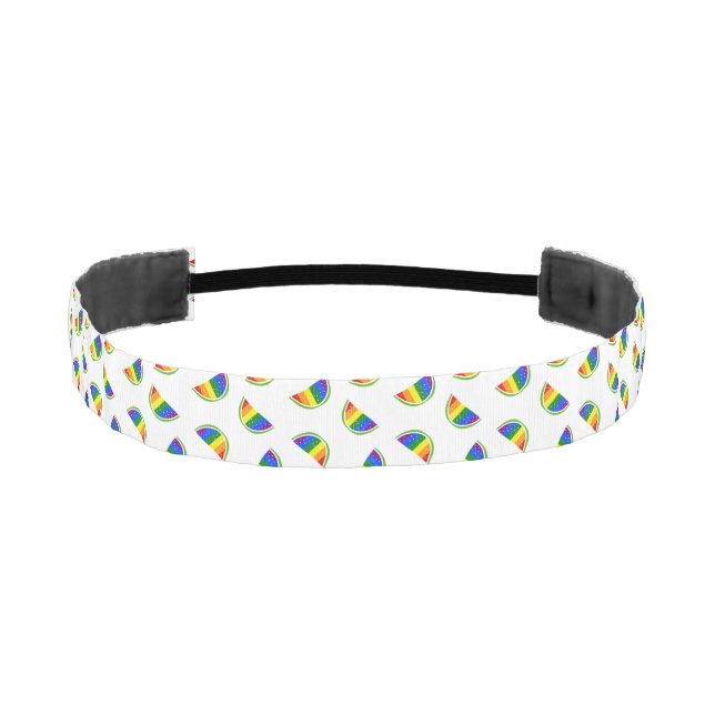 Rainbow Watermelon Pattern Athletic Headband (Front)