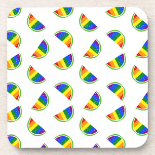 Rainbow Watermelon Pattern Beverage Coaster