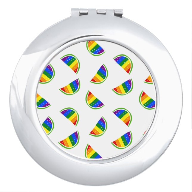 Rainbow Watermelon Pattern Compact Mirror (Front)