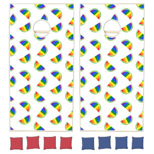 Rainbow Watermelon Pattern Cornhole Set
