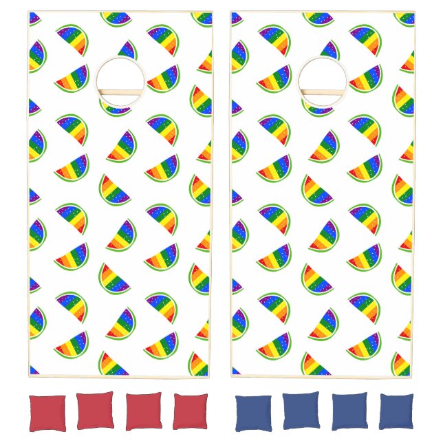 Rainbow Watermelon Pattern Cornhole Set (Set)