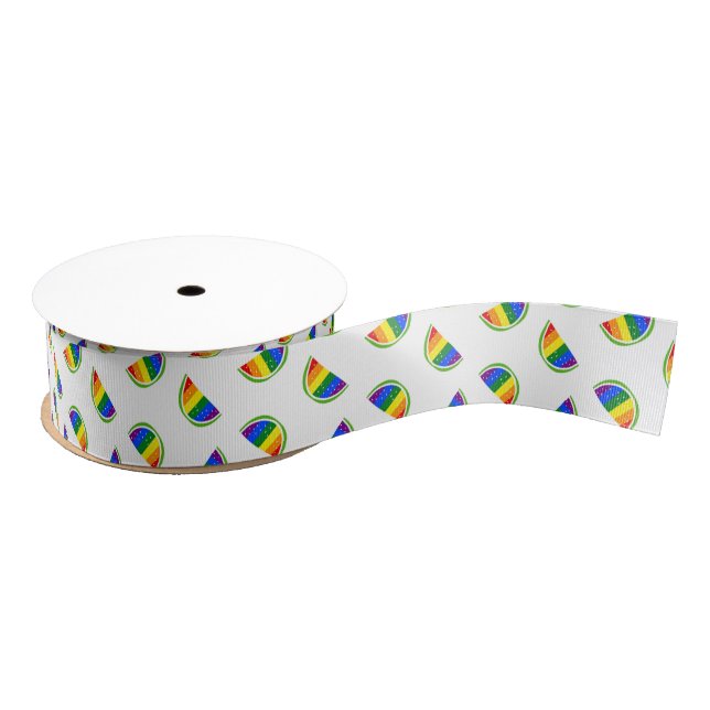 Rainbow Watermelon Pattern Grosgrain Ribbon (Spool)