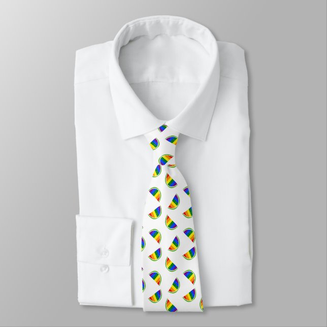 Rainbow Watermelon Pattern Neck Tie (Tied)