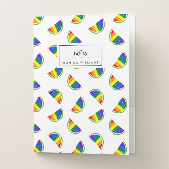 Rainbow Watermelon Pattern Pocket Folder (Front)
