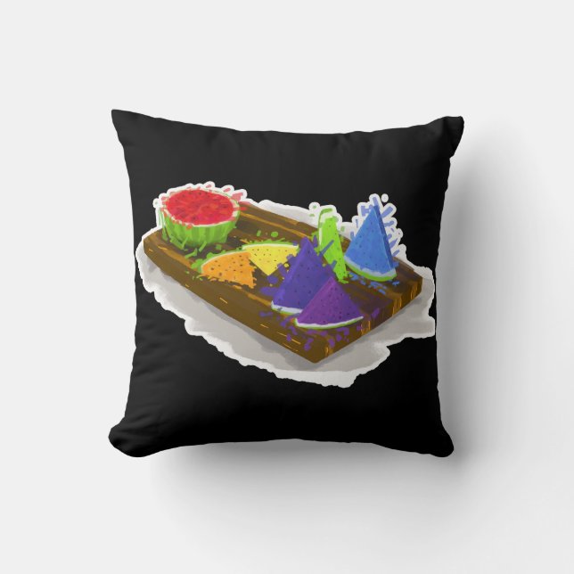 Rainbow Watermelon Throw Pillow (Front)