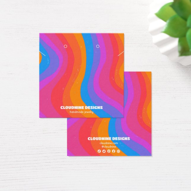 Rainbow Wave Earring Necklace Jewelry Display Card (Desk)