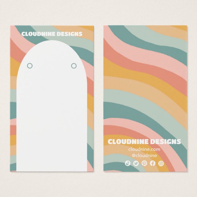 Rainbow Wave Earring Necklace Jewelry Display Card (Front & Back)