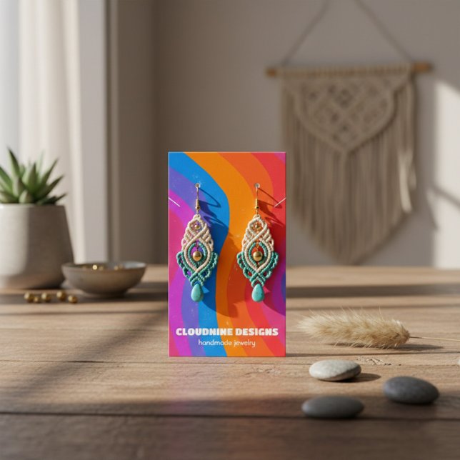 Rainbow Wave Earring Necklace Jewelry Display Card (Rainbow Wave Hand-drawn Earring Necklace Jewelry Display Card
)