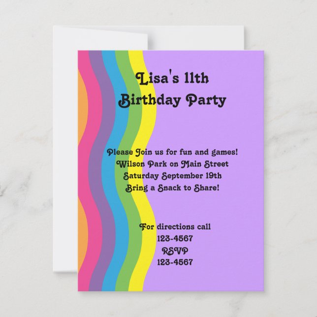 Rainbow Wave Invitation (Front)