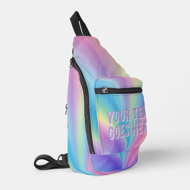 rainbow wave ombre colorful your text here sling bag (Left Corner)