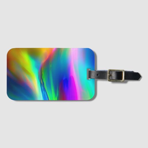 Rainbow Wave Pattern A Vibrant and Fleece Blanket Luggage Tag