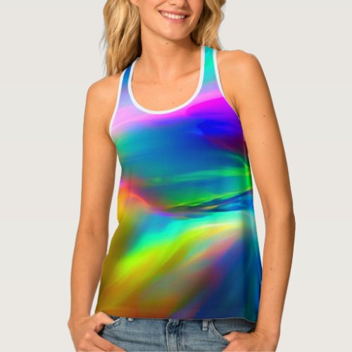Rainbow Wave Pattern A Vibrant and Fleece Blanket Tank Top