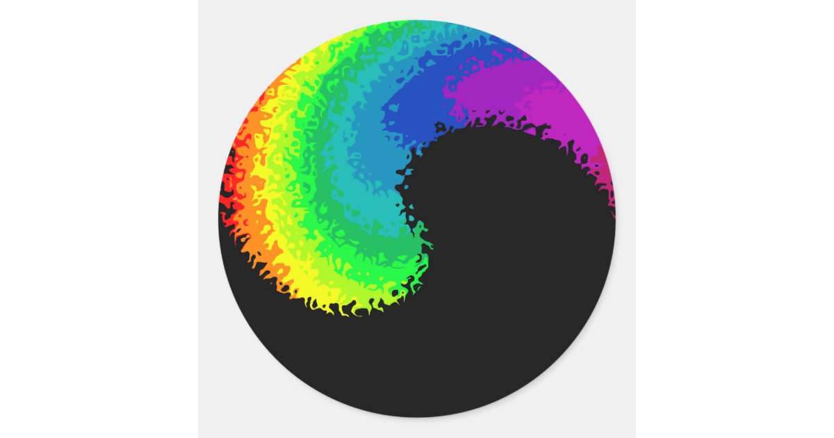 Rainbow Wave Yin Yang Classic Round Sticker Zazzle Com